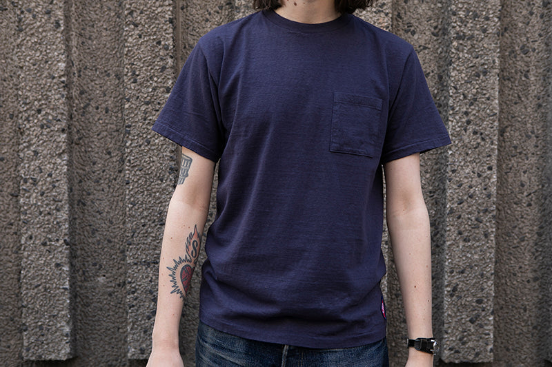 Dubbleware Crew Neck Pocket T-Shirt - Navy - SALE 35% OFF