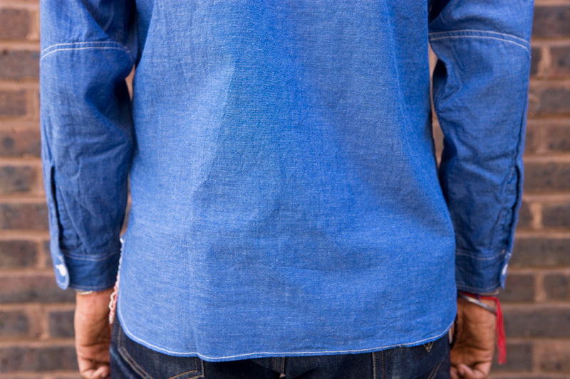 Sugar Cane Vat Dyed Chambray Workshirt - Blue